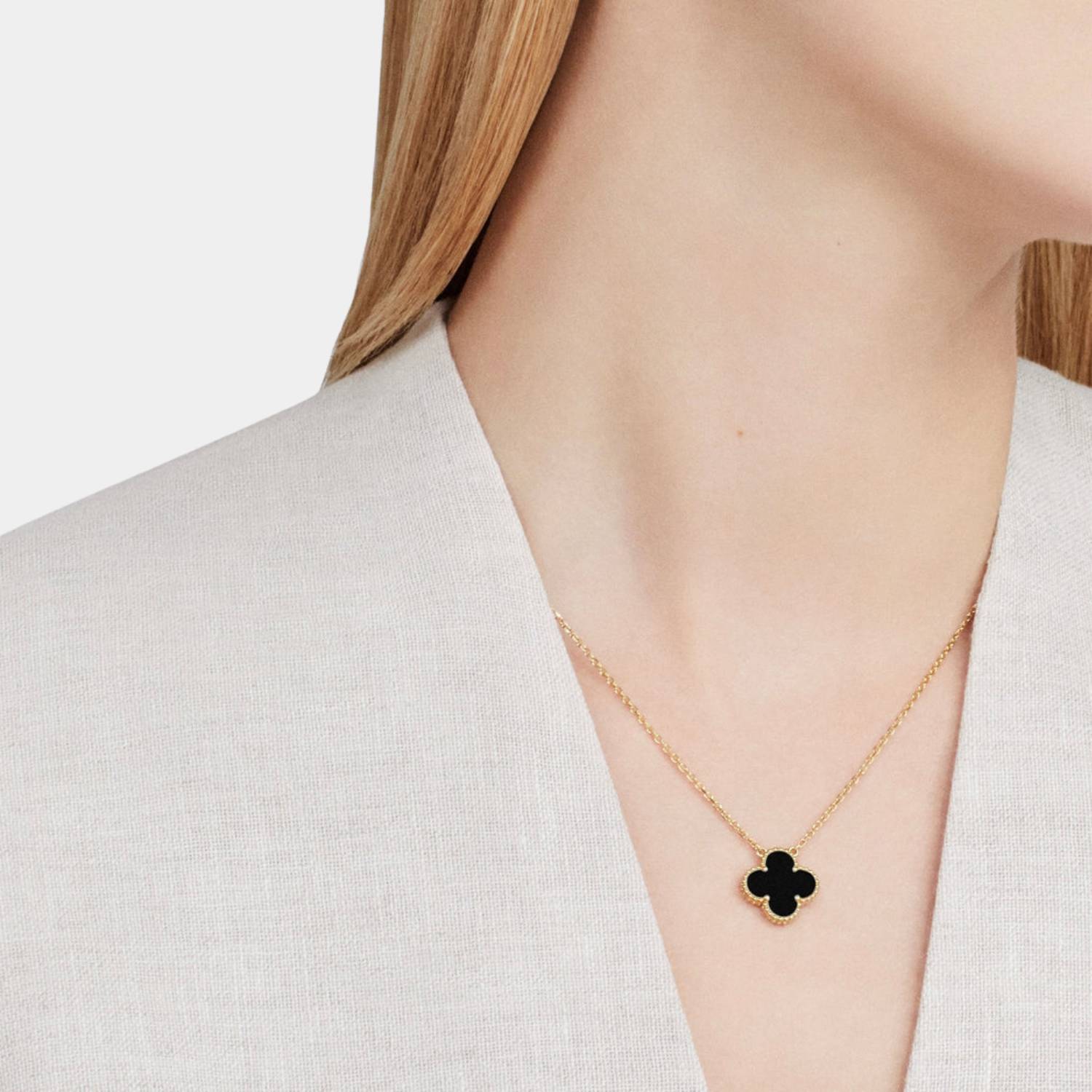 GoldenClove Jewelry Set - Elegante Klaver Ketting, Armband & Oorbellen