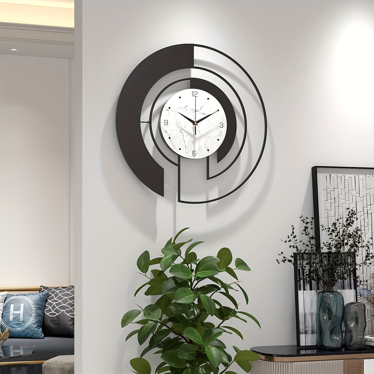 GeoClock - Elegante Zwarte Geometrische Muurklok
