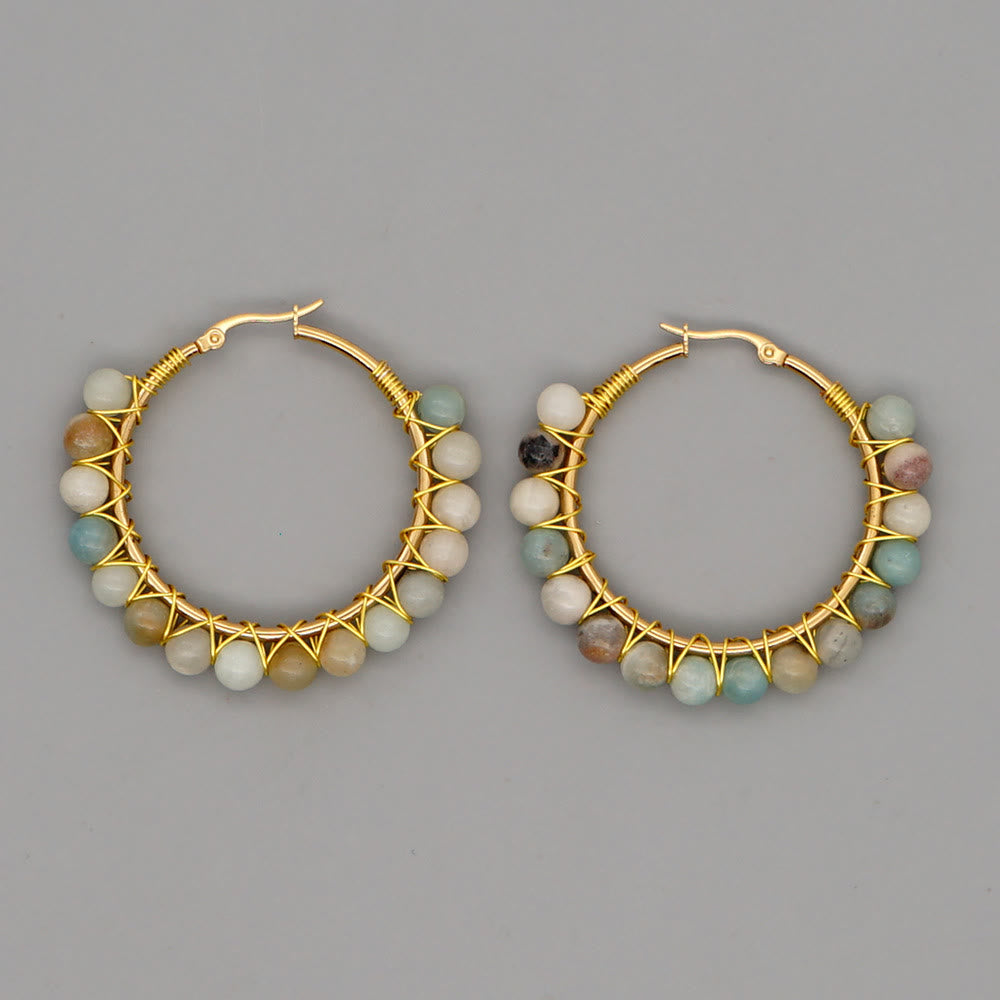 Sanne's Elegant Boho Nature-Inspired Crystal Hoop Earrings