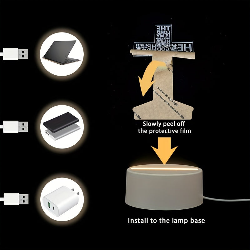 CrossGlow - 3D LED Nachtlamp Acryl met USB