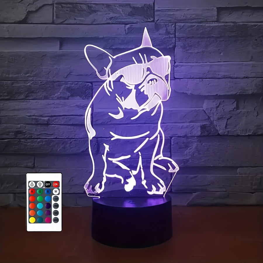 DecoBulldog - 3D Franse Bulldog Lamp met Kleuren