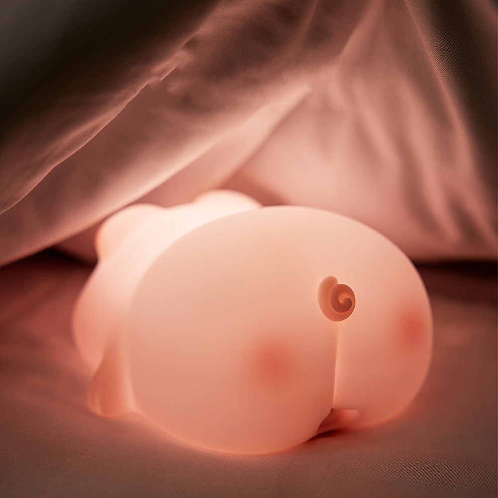 PiggyGlow – Cute Siliconen Nachtlampje, USB Oplaadbaar