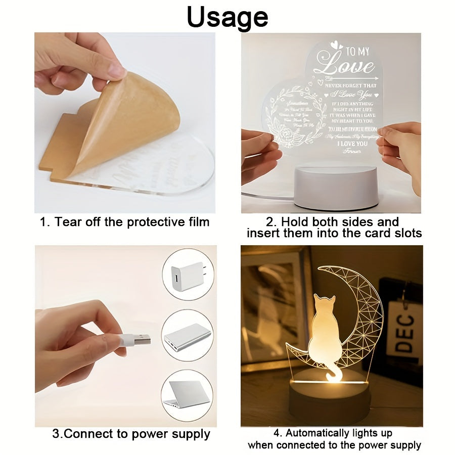 MoonGlow Lamp - 3D Kat Tafelverlichting USB