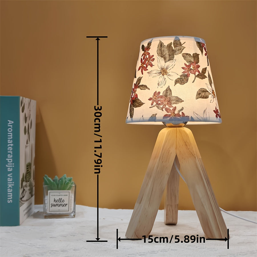 FloralGlow Lamp - Elegante LED Tafellamp met Hout