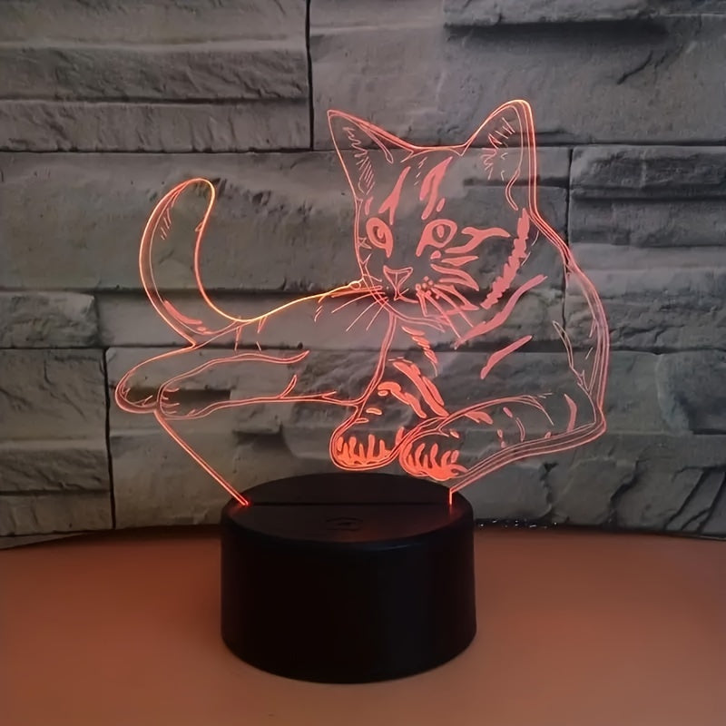 CatGlow - 3D Nachtlamp Kat met 7 Kleuren
