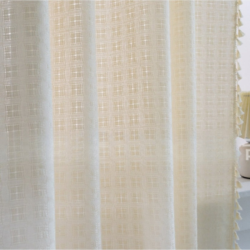 FringeElegance Curtains - Luxe Jacquard met Franje voor Tijdloze Stijl