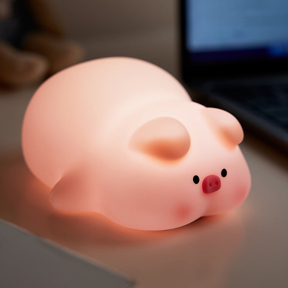 PiggyGlow – Cute Siliconen Nachtlampje, USB Oplaadbaar
