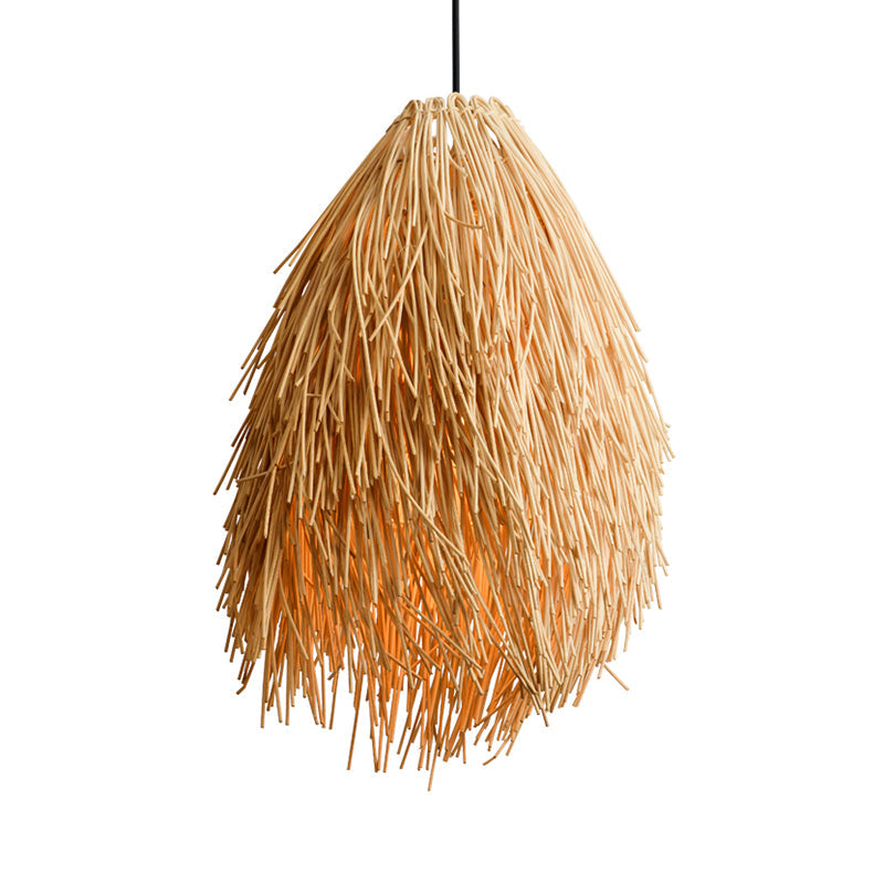 RattanGlow Pendant - Elegante Rieten Hanglamp met Aziatische Invloeden