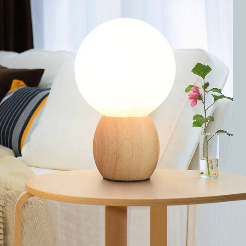LumiOrb - Elegante Houten Nachtlamp met Glazen Bollen