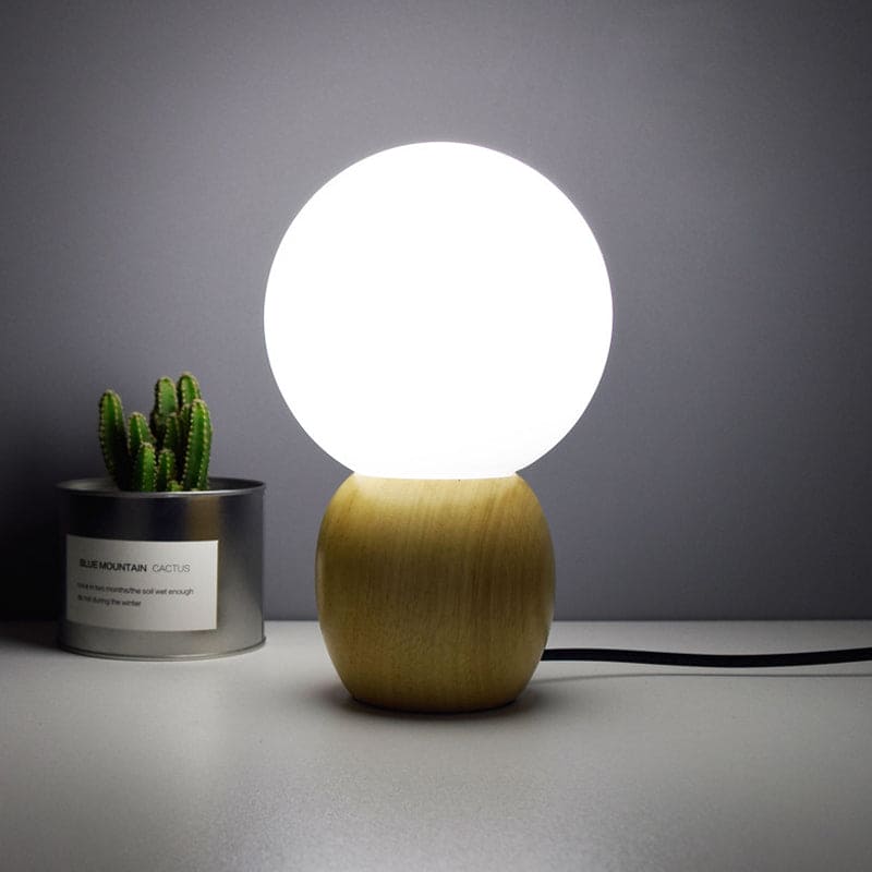 LumiOrb - Elegante Houten Nachtlamp met Glazen Bollen
