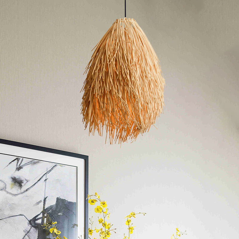 RattanGlow Pendant - Elegante Rieten Hanglamp met Aziatische Invloeden