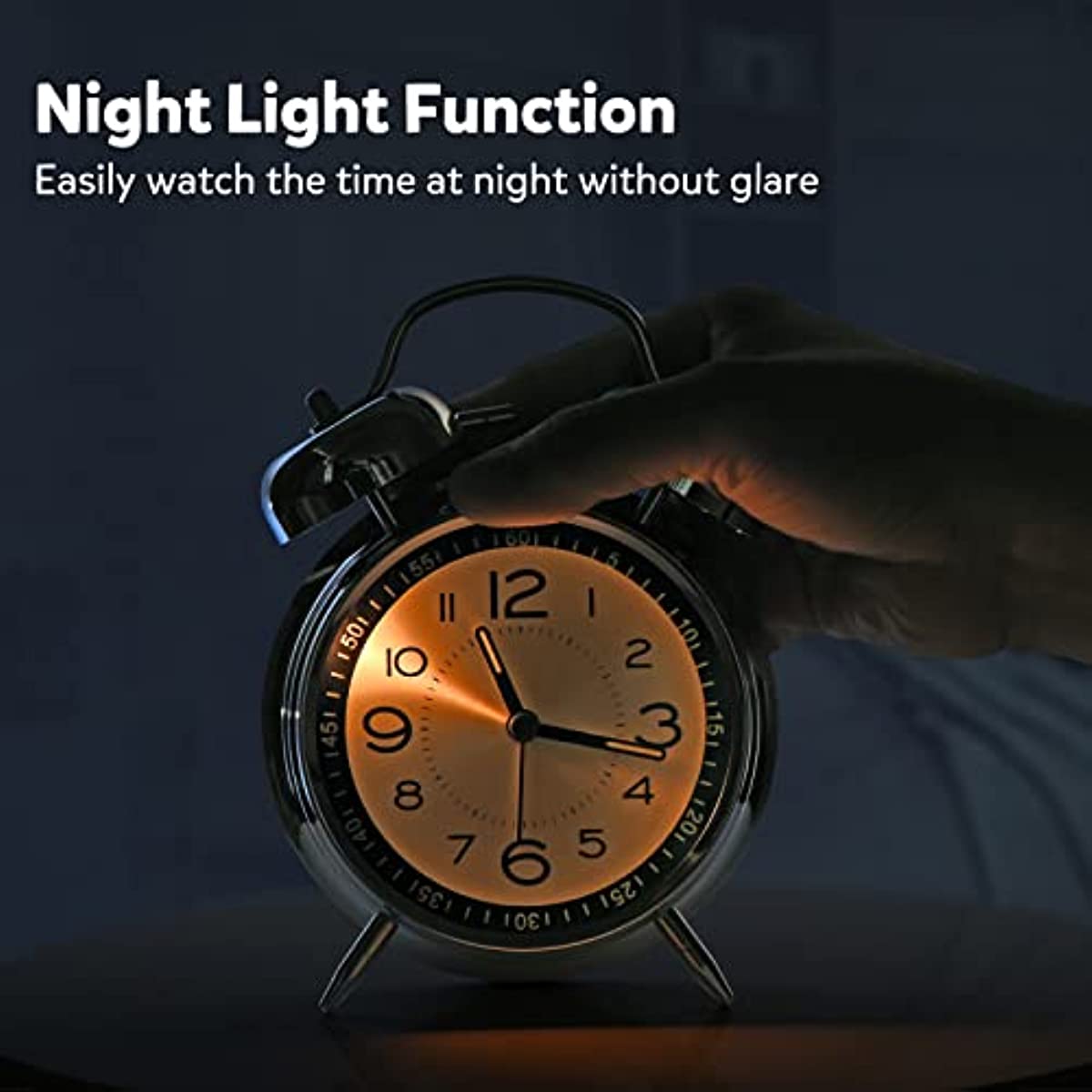 RetroBell Clock – Stijlvolle Stille Wekker met Verlichting