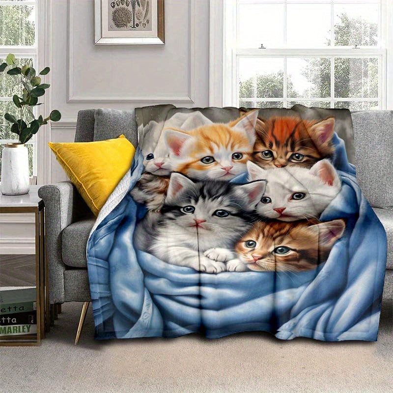 FluffyCat – Zachte Flanellen Dekken met Kattenprint
