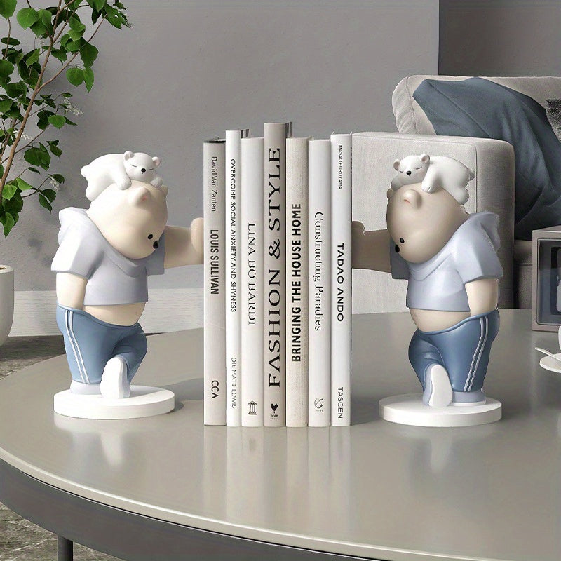 CharmingBear – Speelse Boekensteunen van Hars voor Decoratie