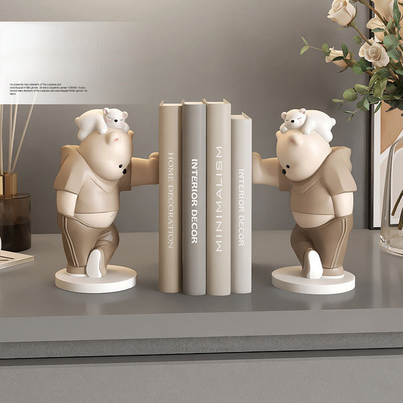 CharmingBear – Speelse Boekensteunen van Hars voor Decoratie