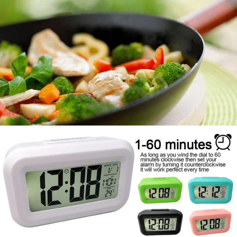 SmartAlarm Clock – Compact LCD Wekker met Geluid en Temperatuur