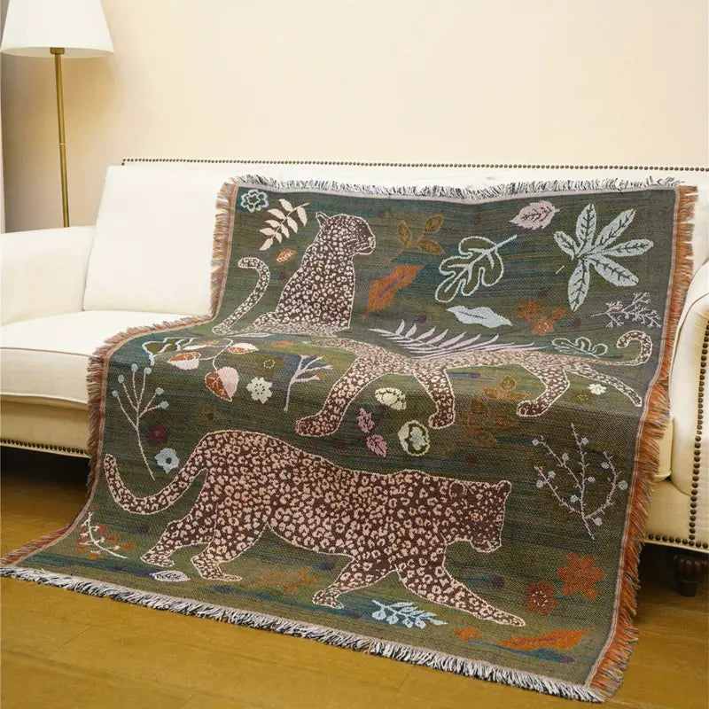 Boho Luxe Tijger Katoenen Deken - Elegantie en Comfort Voor Jouw Interieur