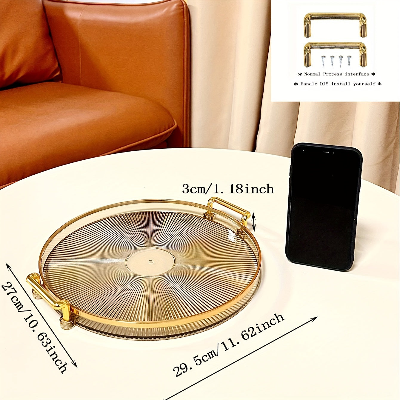 Gilded Elegance – Luxe Serveerschaal met Gouden Handgrepen