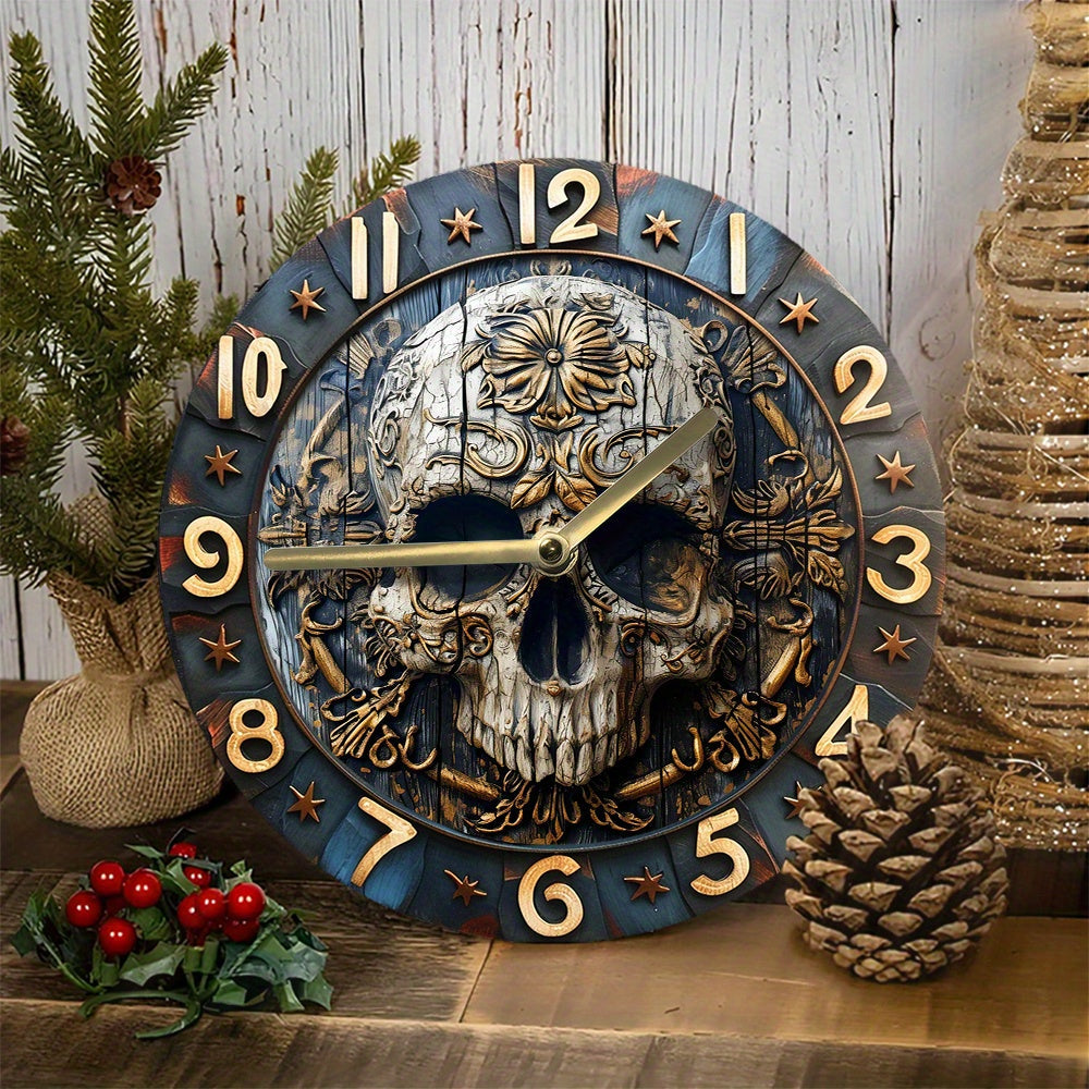 SkullTime Clock - Modern Aluminium Wandklok met Schedel