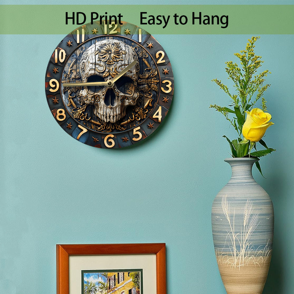 SkullTime Clock - Modern Aluminium Wandklok met Schedel