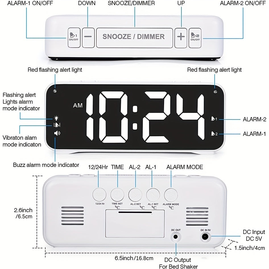 LoudClock - Premium Vibrerende Wekker met LED Scherm