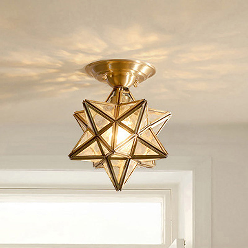 StarLuxe Ceiling - Traditionele Messing Plafondlamp met Glas