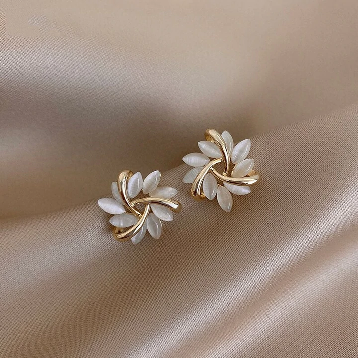 Chic Opal Floral Stud Earrings
