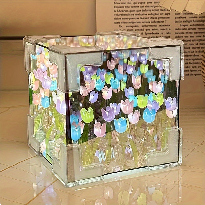 TulipGlow - Elegante Tulpen LED Nachtlamp met Spiegel