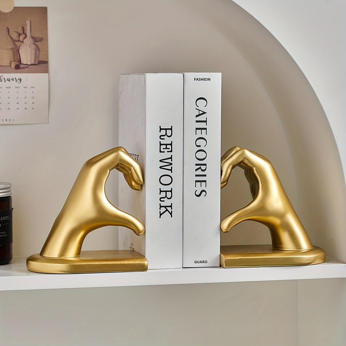 Chic Heart Support - Moderne Finger Boekensteunen in Goud