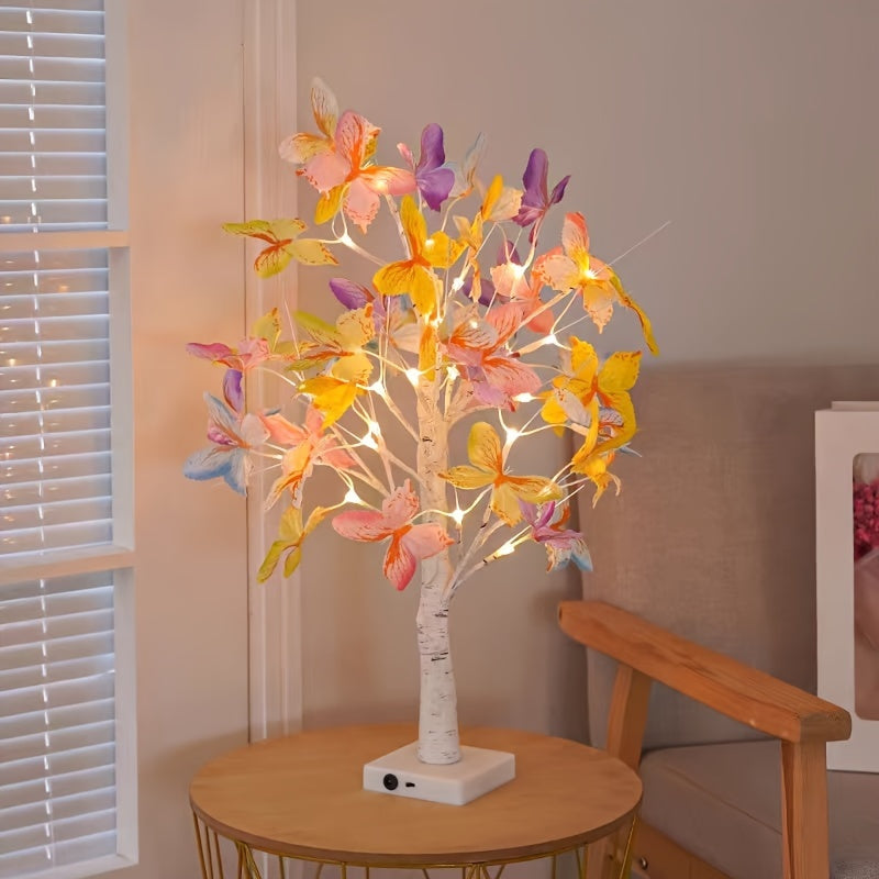 GlowBirch - Stijlvolle LED Lamp met Berken Vlindermotief