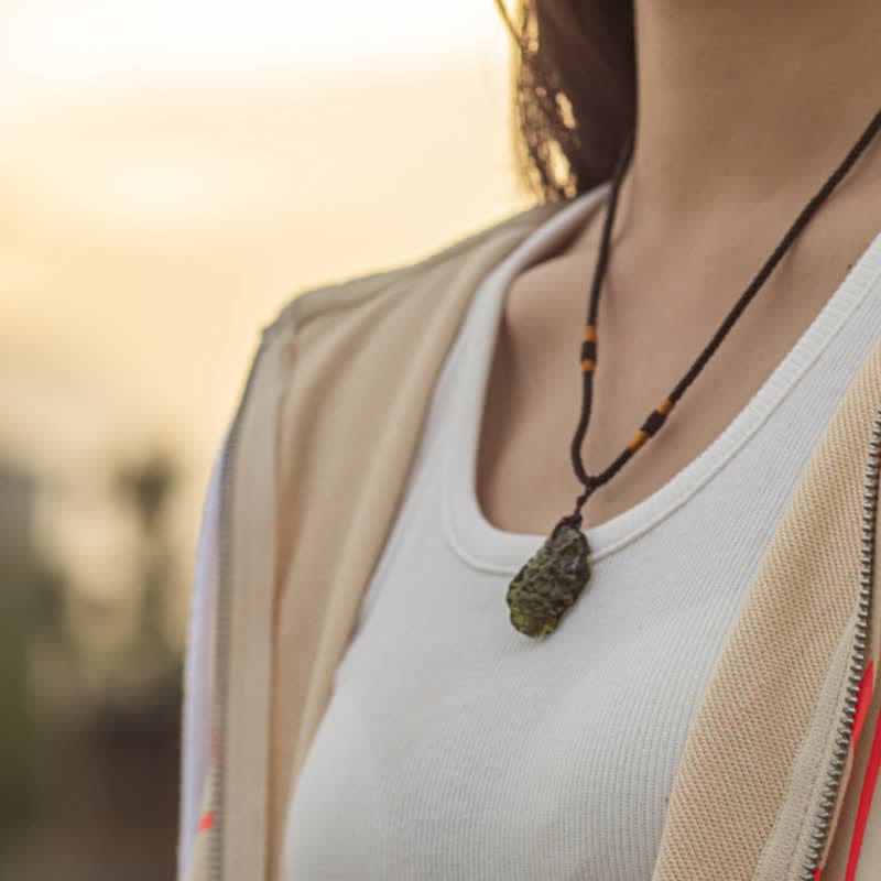 Alina's Enchanting Green Moldavite Pendant Necklace for Purification