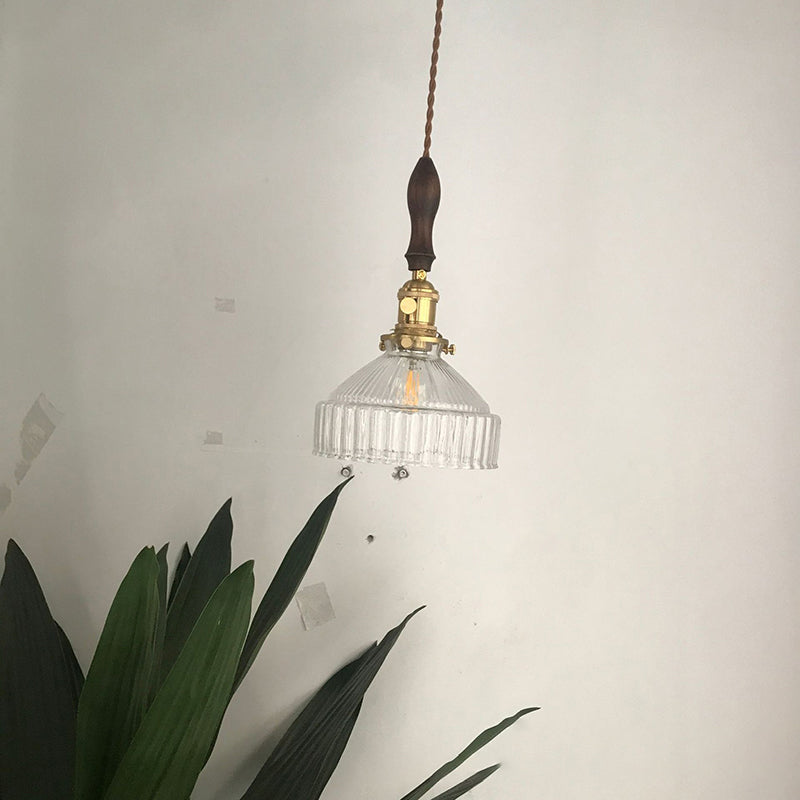 LoftLuxe Pendant - Rustieke Hanglamp met Gestreept Glas