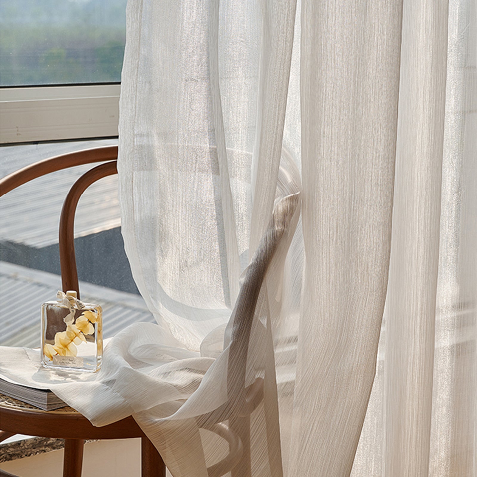 WeaveGlam Curtains - Elegante Transparante Woven Gordijnen voor Moderne Interieurs