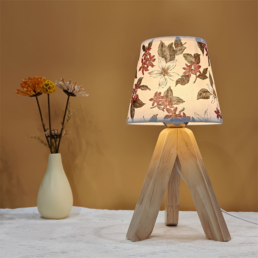FloralGlow Lamp - Elegante LED Tafellamp met Hout