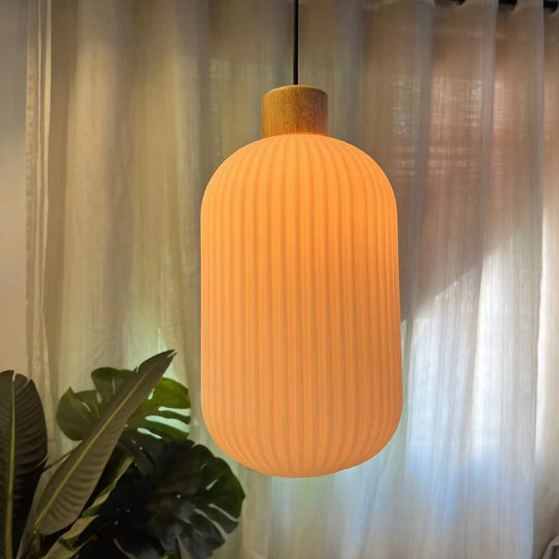 VintageLight - Stijlvolle Houten en Glazen Hanglamp