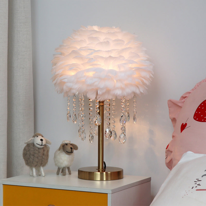 Romantische FeatherBeam - Moderne Veer 1-Licht Bedlamp met Kristallen Decor