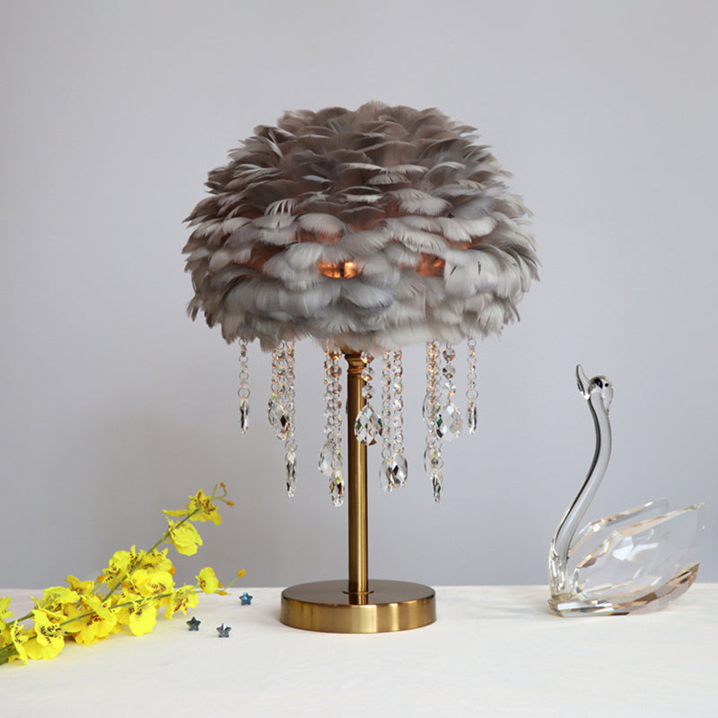 Romantische FeatherBeam - Moderne Veer 1-Licht Bedlamp met Kristallen Decor