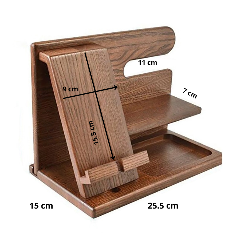 WoodDock – Stijlvolle Houten Organizer voor Apparaten