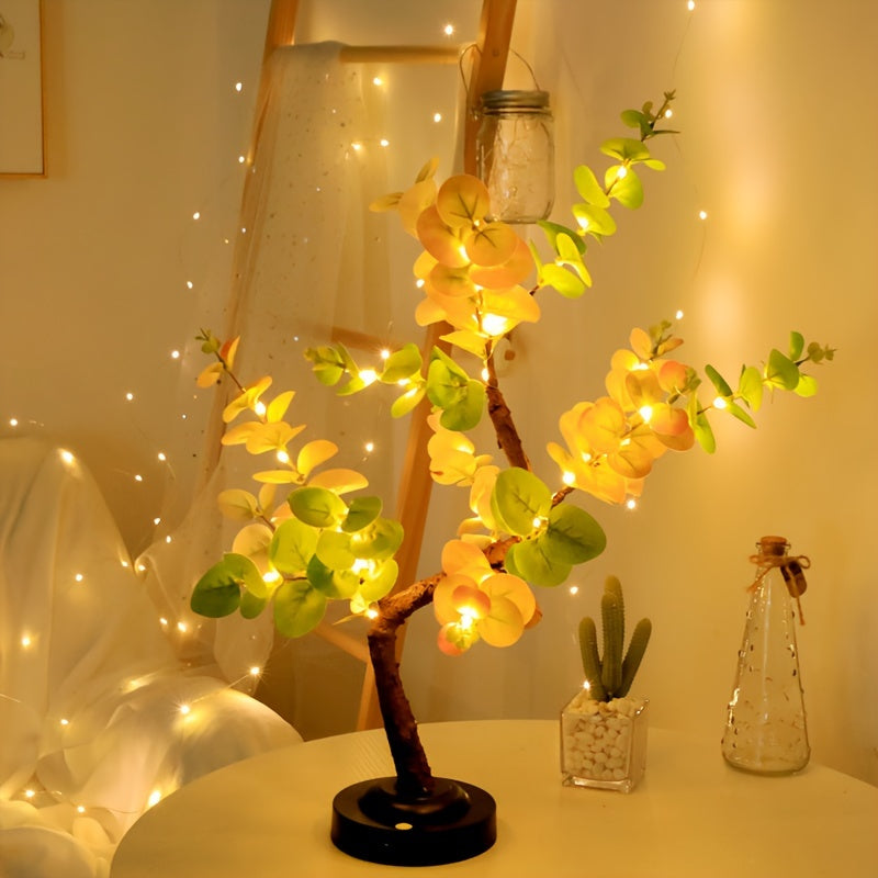 EucalyptusGlow Tree - LED Bonsai Lamp met Oplaadbare Aandrijving