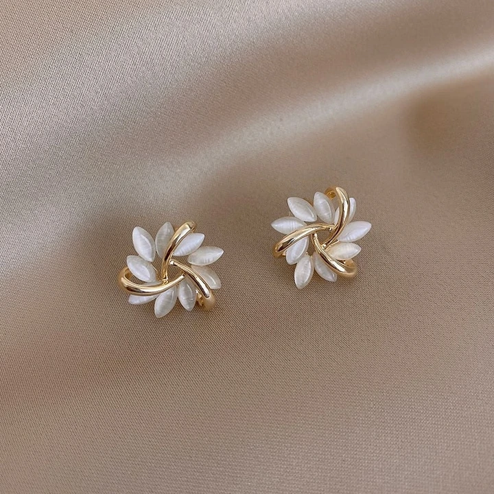 Chic Opal Floral Stud Earrings