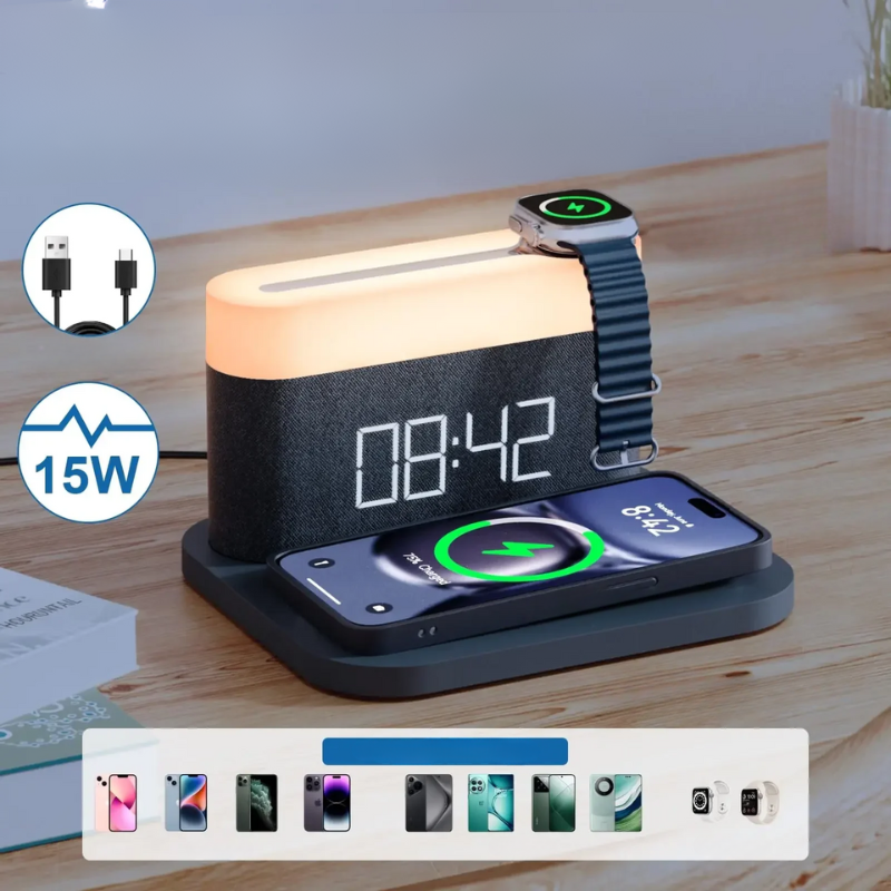 LuxeCharge Pro - Draadloze Oplader met Nachtlamp