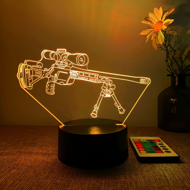 LumiGlow – 3D LED Nachtlamp Zwart Pistool 16 Kleuren