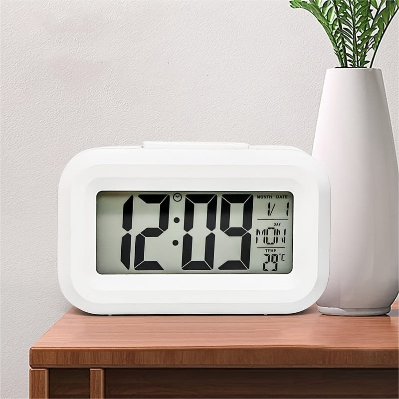 SmartAlarm Clock – Compact LCD Wekker met Geluid en Temperatuur