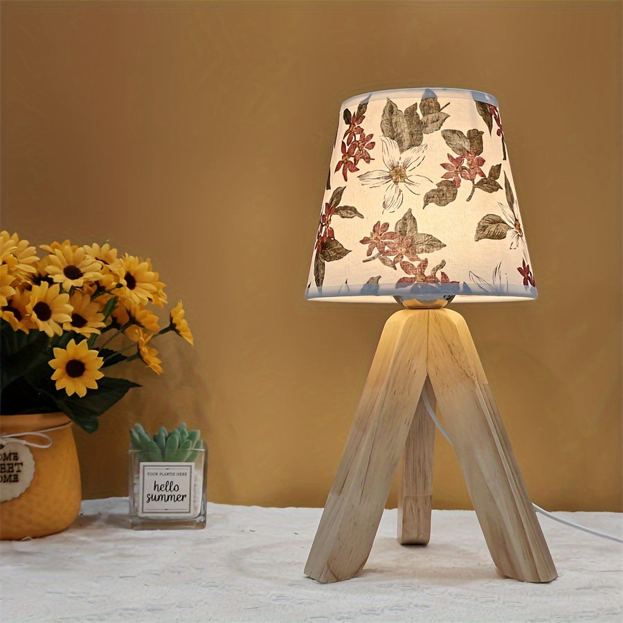 FloralGlow Lamp - Elegante LED Tafellamp met Hout