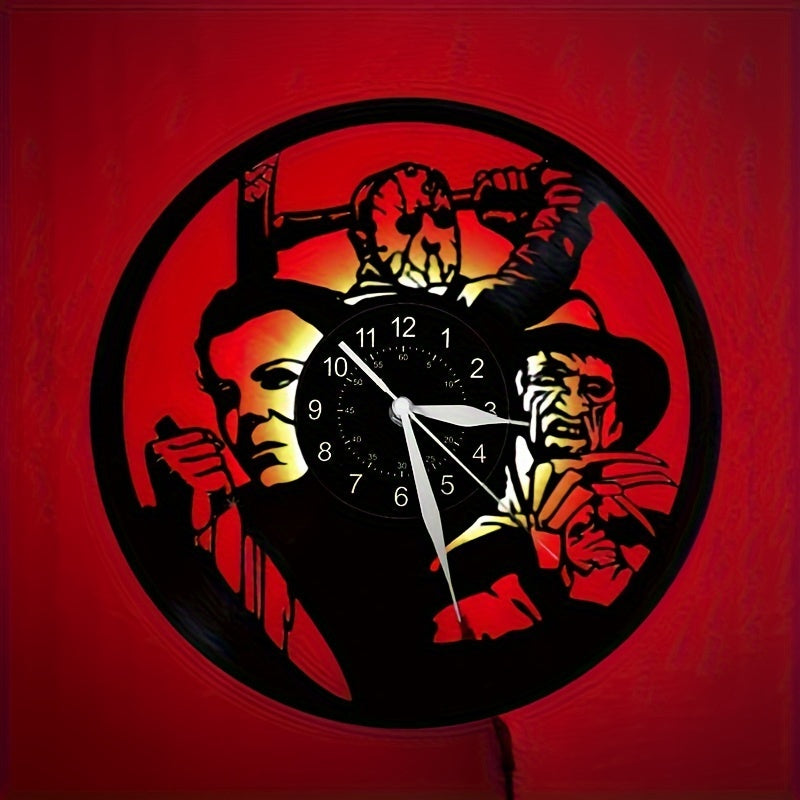 VinylHorror Clock – Vintage Wandklok in Horrorstijl