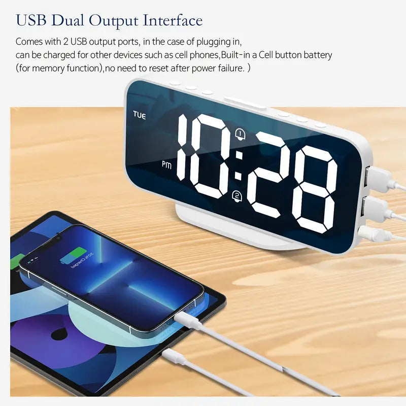 MirrorTime Clock - Stijlvolle LED Spiegel met USB Opladen