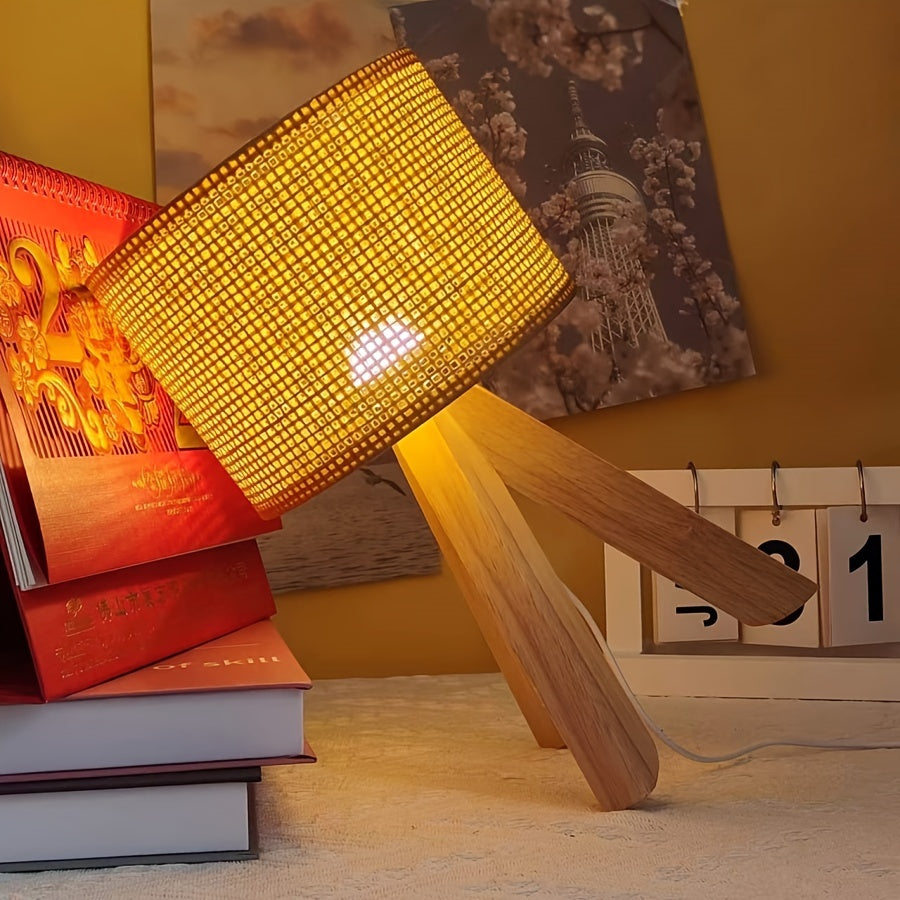 DecoGlow Lamp - Houten Tafellamp met USB Oplader