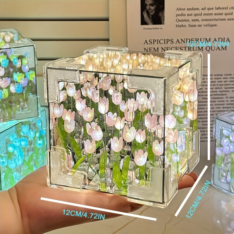 TulipGlow - Elegante Tulpen LED Nachtlamp met Spiegel