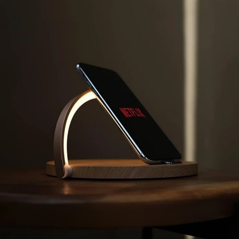 PowerGlow - Draadloze 15W Oplader met Bureau Lamp