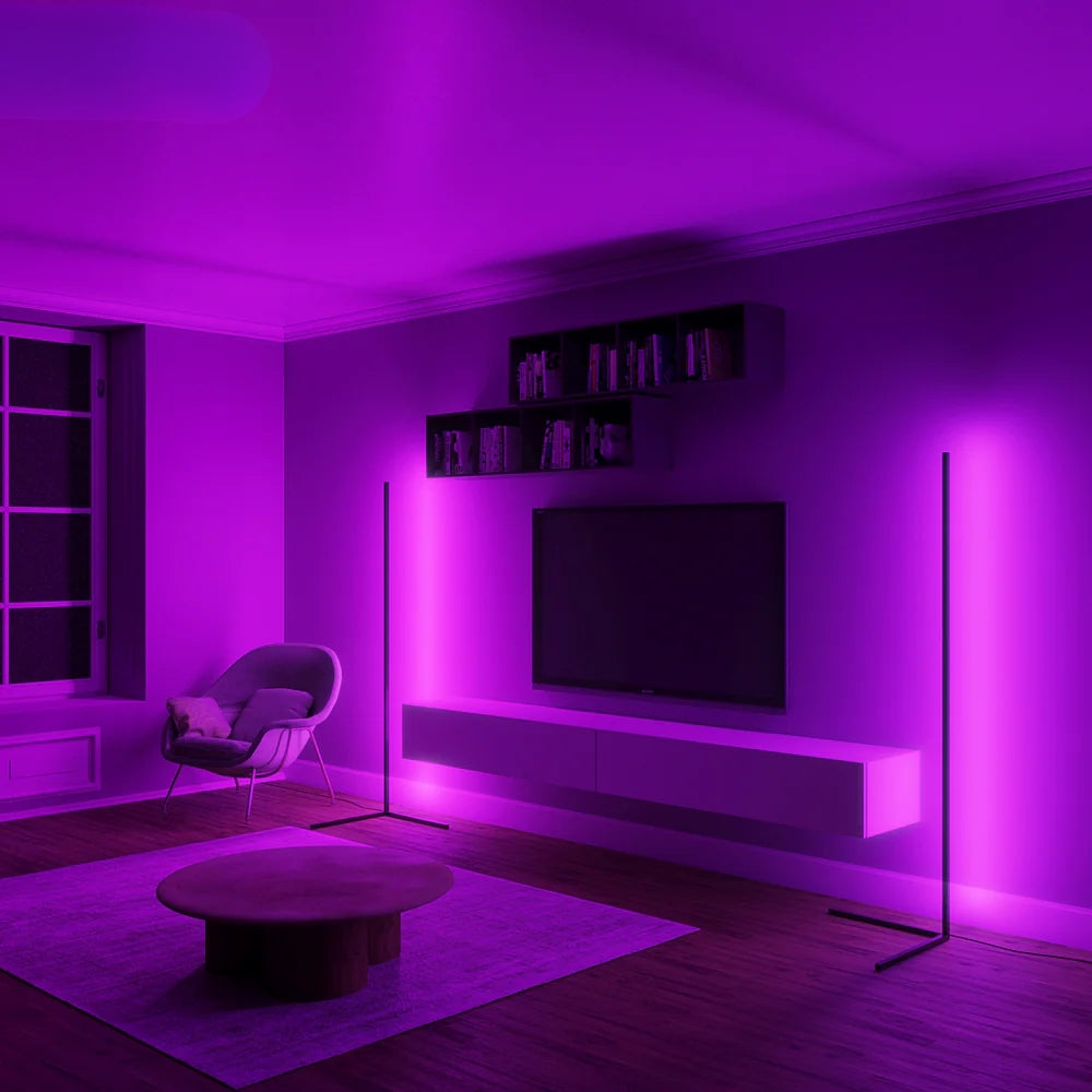 Minimalistische LED Vloerlamp – Moderne Kleurenlamp met Afstandsbediening